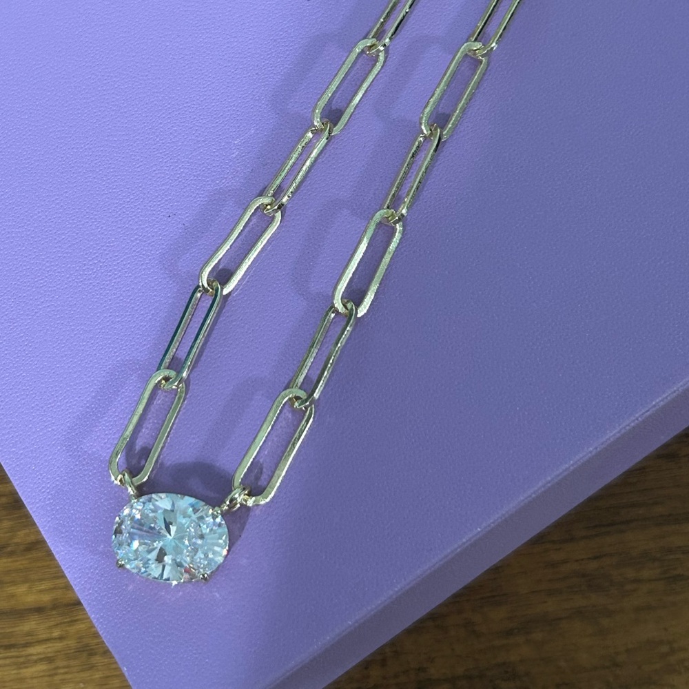 Melinda Maria Silver Chain Necklace with Clear Crystal Pendant